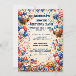 Amerika 250ste verjaardagsuitnodiging Patriotisch Feestdagenkaart
