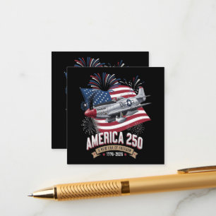 Amerika 250ste verjaardagsvliegtuig informatiekaartje