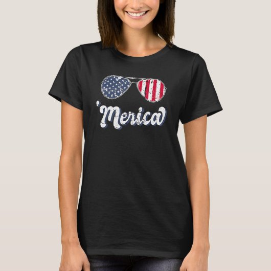 Amerika 4 juli Amerikaanse vlag T-shirt (Voorkant)