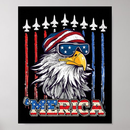 Amerika 4 juli Eagle Mullet Vlag Patriottisch Poster (Voorkant)