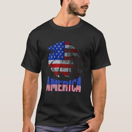 Amerika 4 juli Eagle Patriotic American Flag T-shirt (Voorkant)