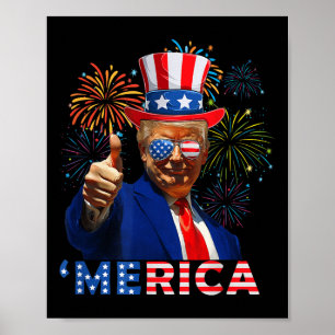 Amerika 4 juli Grappig Trump Vuurwerk Onafhankelij Poster