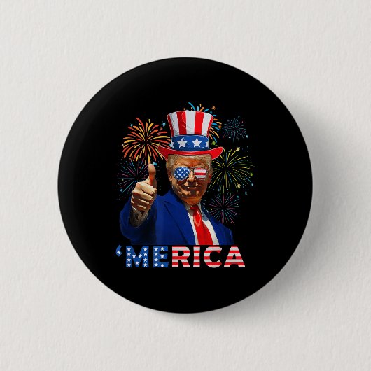 Amerika 4 juli Grappig Trump Vuurwerk Onafhankelij Ronde Button 5,7 Cm (Voorkant)