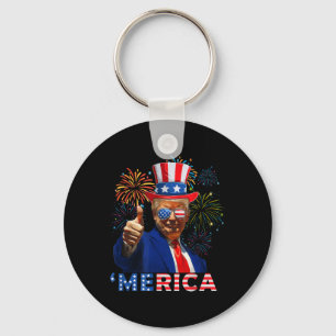 Amerika 4 juli Grappig Trump Vuurwerk Onafhankelij Sleutelhanger