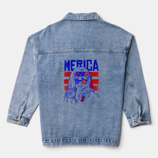 Amerika 4 juli Kamala Harris Denim Jacket (Achterkant)