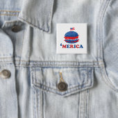 Amerika, 4 juli vierkante button 5,1 cm (In situ)