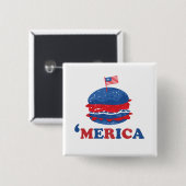 Amerika, 4 juli vierkante button 5,1 cm (Voorkant /achterkant)