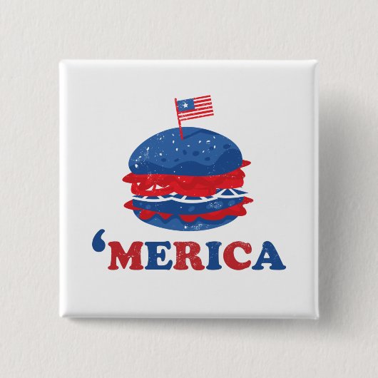 Amerika, 4 juli vierkante button 5,1 cm (Voorkant)