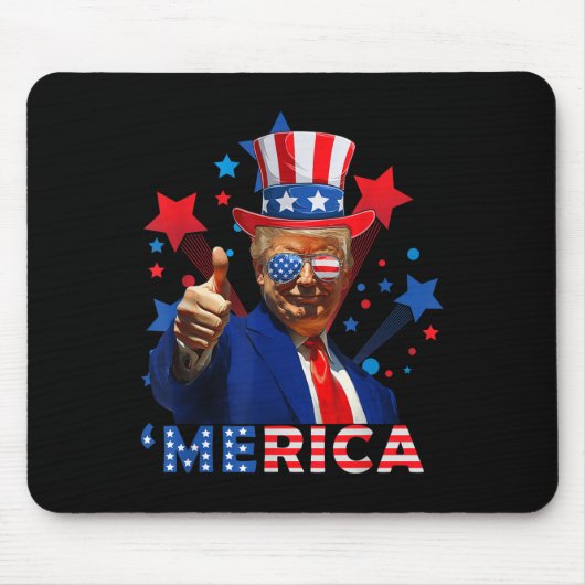 Amerika 4 juli Vuurwerk Grappig Trump Independe Muismat (Voorkant)