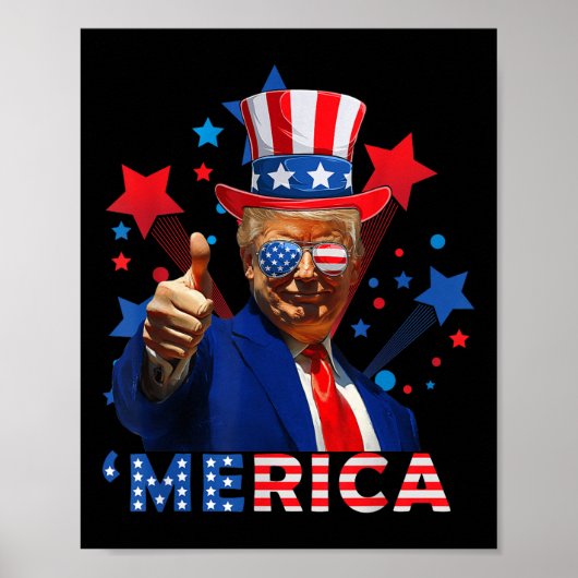 Amerika 4 juli Vuurwerk Grappig Trump Independe Poster (Voorkant)