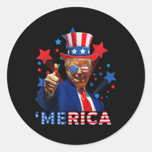 Amerika 4 juli Vuurwerk Grappig Trump Independe Ronde Sticker