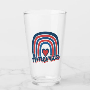 Amerika, 4de juli, Celebration Rainbow USA Glas