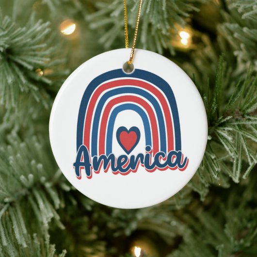 Amerika, 4de juli, Celebration Rainbow USA Keramisch Ornament (Boom)
