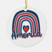 Amerika, 4de juli, Celebration Rainbow USA Keramisch Ornament (Voorkant)