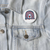 Amerika, 4de juli, Celebration Rainbow USA Ronde Button 5,7 Cm (In situ)