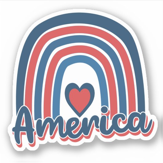 Amerika, 4de juli, Celebration Rainbow USA Sticker (Voorkant)