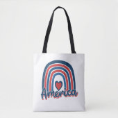 Amerika, 4de juli, Celebration Rainbow USA Tote Bag (Voorkant)