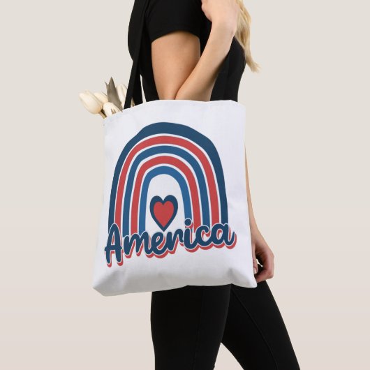 Amerika, 4de juli, Celebration Rainbow USA Tote Bag (Dichtbij)