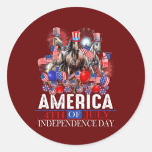 Amerika, 4e juli Patriotic USA Horse Graphic Ronde Sticker