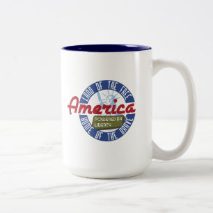 Amerika: Aangedreven door de vrijheid - koffie-Mok Tweekleurige Koffiemok