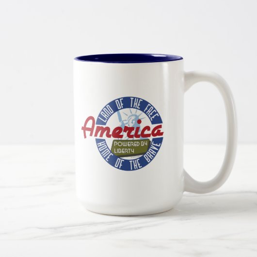Amerika: Aangedreven door de vrijheid - koffie-Mok Tweekleurige Koffiemok (Rechts)