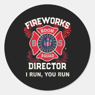 Amerika af vuurwerk directeur run boom squad ronde sticker