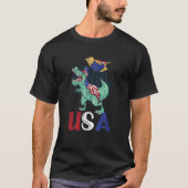 Amerika Amerikaanse schattige kat dinosaurus USA v T-shirt (Voorkant)