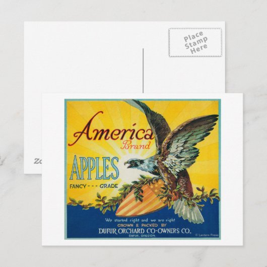 Amerika Apple Crate LabelDufur, OF Briefkaart (Voorkant / Achterkant)