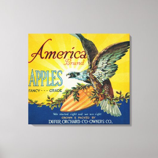 Amerika Apple Crate LabelDufur, OF Canvas Afdruk (Voorkant)