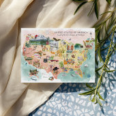 Amerika | Aquarel geïllustreerde kaart van de VS