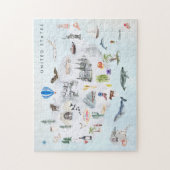 Amerika | Aquarel geïllustreerde kaart van de VS Legpuzzel (Verticaal)