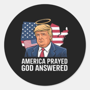 Amerika Bad Gebed God Antwoordde Grappig Donald Tr Ronde Sticker