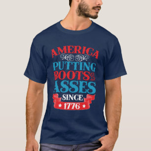 Amerika begint met asses sinds 1776 grappig patrio t-shirt
