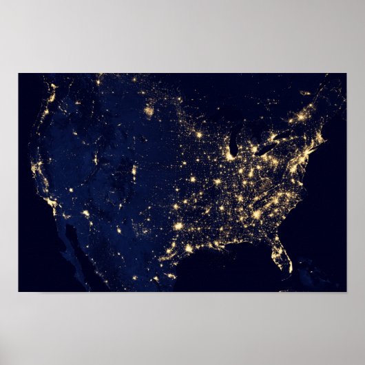 Amerika bij nacht poster (Voorkant)