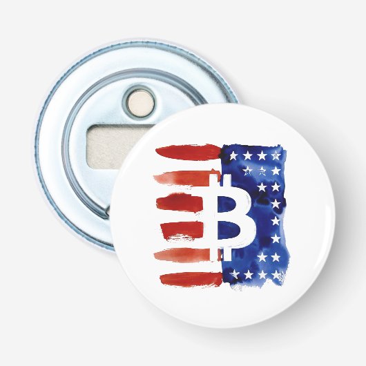 Amerika Bitcoin (Schilderij nr. 8) Button Flesopener (Voorkant)
