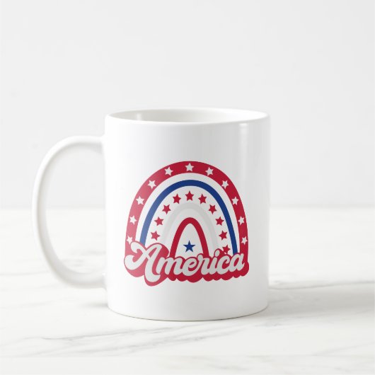 Amerika Boho Regenboog 4 van juli 1776 Koffiemok (Links)