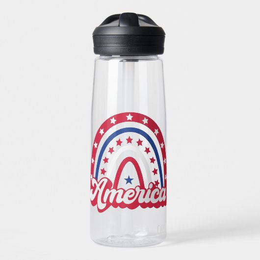 Amerika Boho Regenboog 4 van juli 1776 Waterfles (Voorkant)