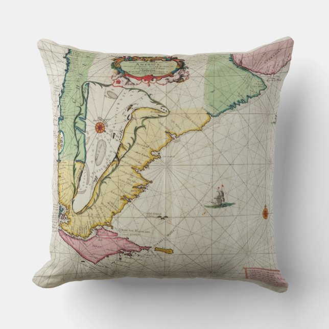 Amerika, bord 17 uit "Le Nouveau et Grand Illumi Kussen (Voorkant)