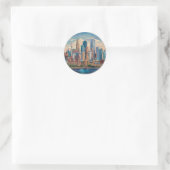 Amerika Boston City Skyline, Boston Ma Us Silhouet Ronde Sticker (Tas)