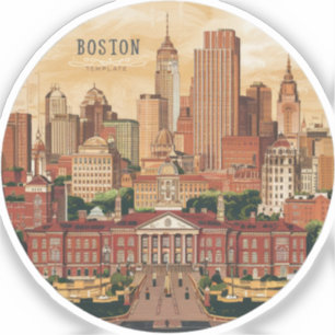 Amerika Boston City Skyline, Boston Ma Us Silhouet Sticker