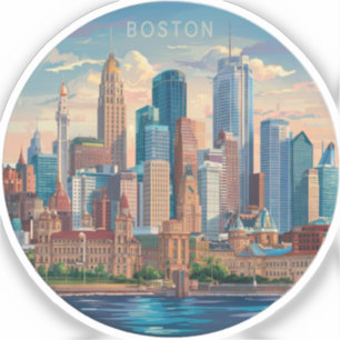 Amerika Boston City Skyline, Boston Ma Us Silhouet Sticker