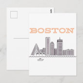 Amerika Boston Stad Silhouet, Boston Ma VS Silhoue Briefkaart (Voorkant / Achterkant)