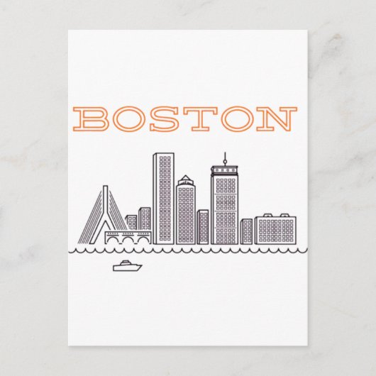 Amerika Boston Stad Silhouet, Boston Ma VS Silhoue Briefkaart (Voorkant)