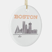 Amerika Boston Stad Silhouette, Boston Ma Ons Silh Keramisch Ornament (Rechts)