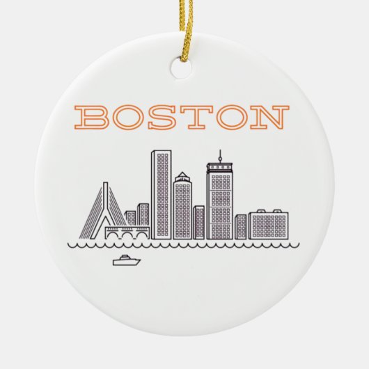 Amerika Boston Stad Silhouette, Boston Ma Ons Silh Keramisch Ornament (Voorkant)