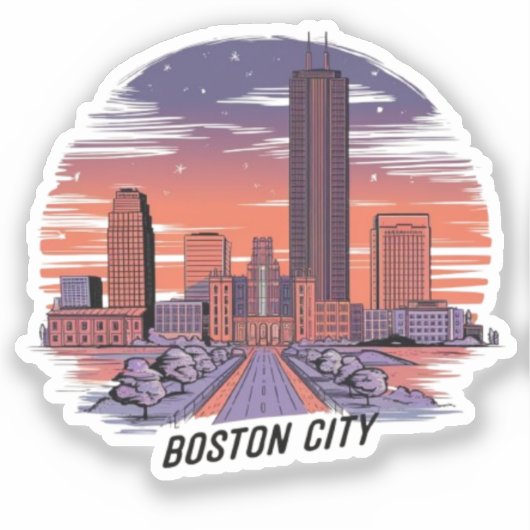 Amerika Boston Stad Silhouette, Boston Ma Ons Silh Sticker (Voorkant)