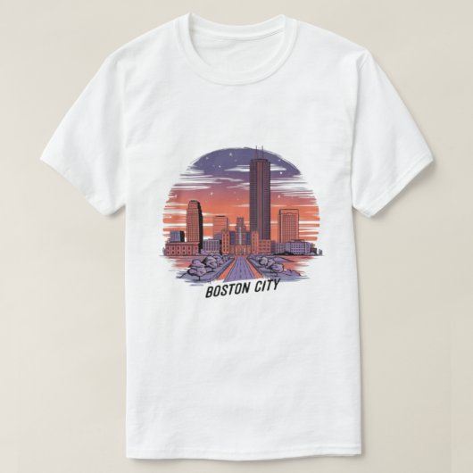 Amerika Boston Stad Silhouette, Boston Ma Ons Silh T-shirt (Design voorkant)
