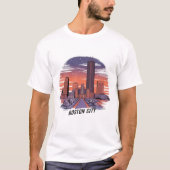 Amerika Boston Stad Silhouette, Boston Ma Ons Silh T-shirt (Voorkant)