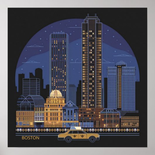 Amerika Boston Stad Silhouette, Boston Ma Us Silho Poster (Voorkant)
