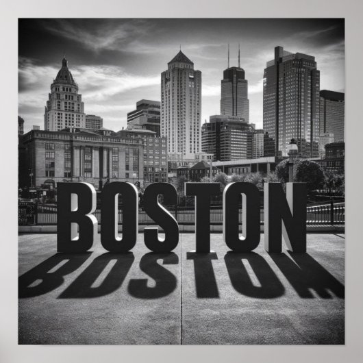 Amerika Boston Stadssilhouet, Boston Ma Us Silhoue Poster (Voorkant)